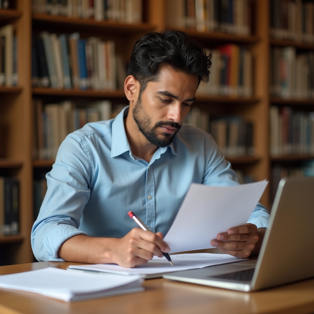 Profesional revisando y actualizando su currículum vitae